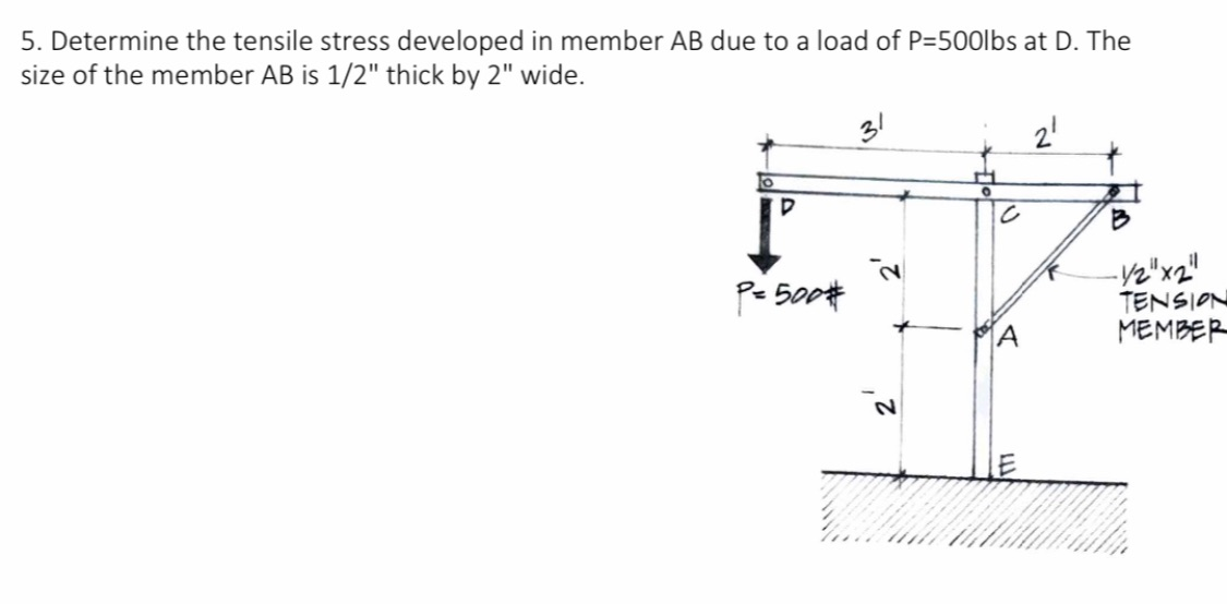 Solved 5. Determine the tensile stress developed in member | Chegg.com