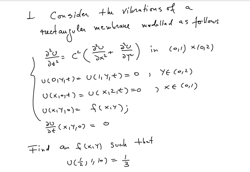 Solved 1. Consider the vibrations of a rectangular membrave | Chegg.com