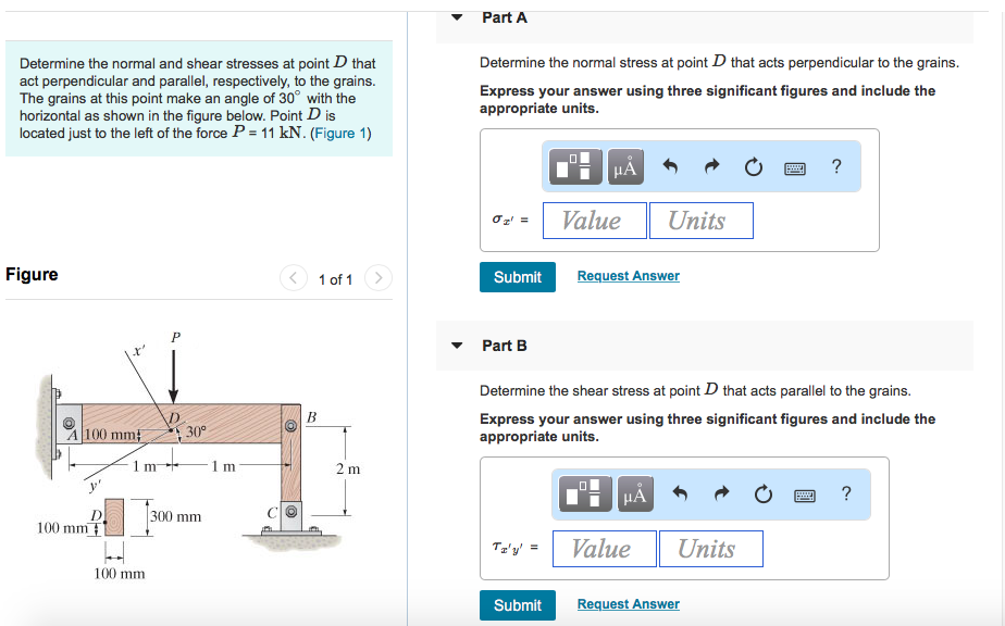 Solved Part A Determine the normal stress at point D that | Chegg.com