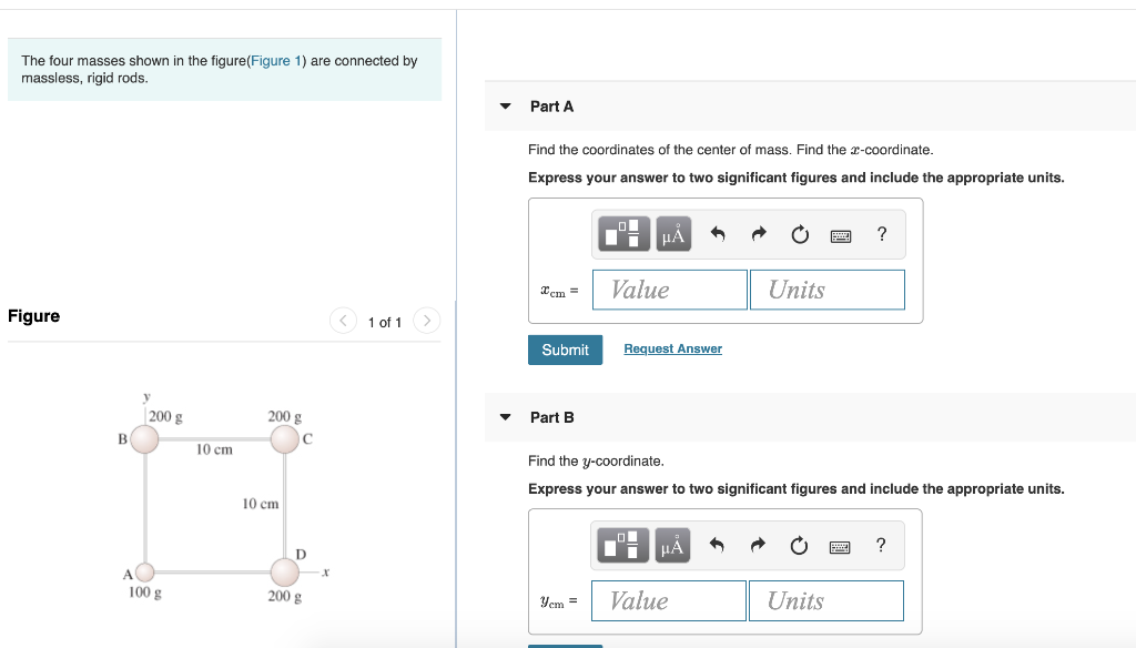 Solved The Four Masses Shown In The Figure(Figure 1) Are | Chegg.com