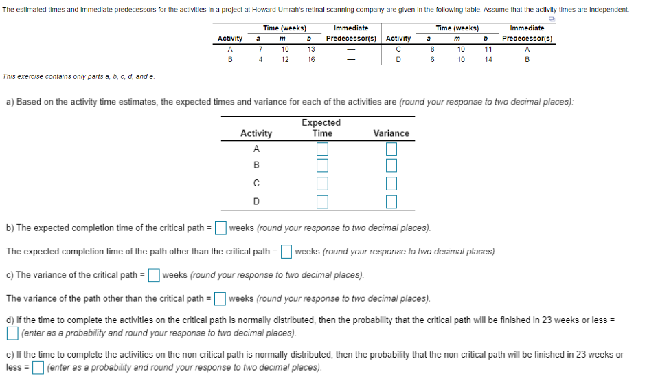 Solved This Exercise Contains Only Parts A,b,c,d, And E. A) | Chegg.com