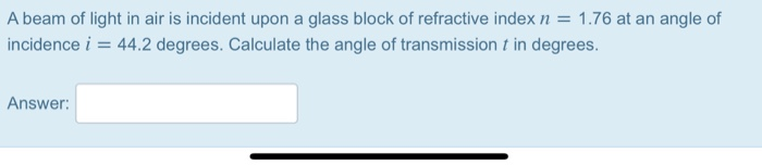 Solved A beam of light in air is incident upon a glass block | Chegg.com