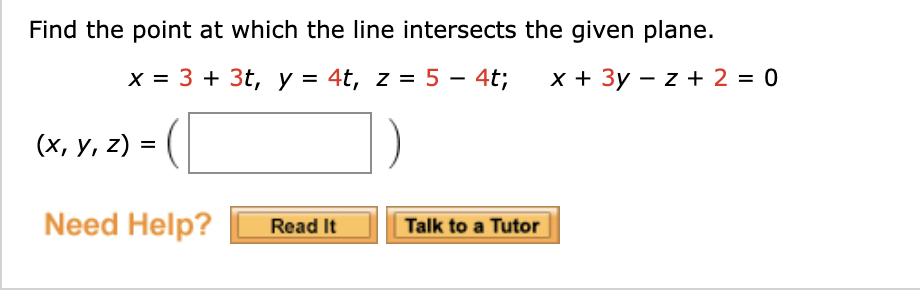 Solved Find The Point At Which The Line Intersects The Given 0483