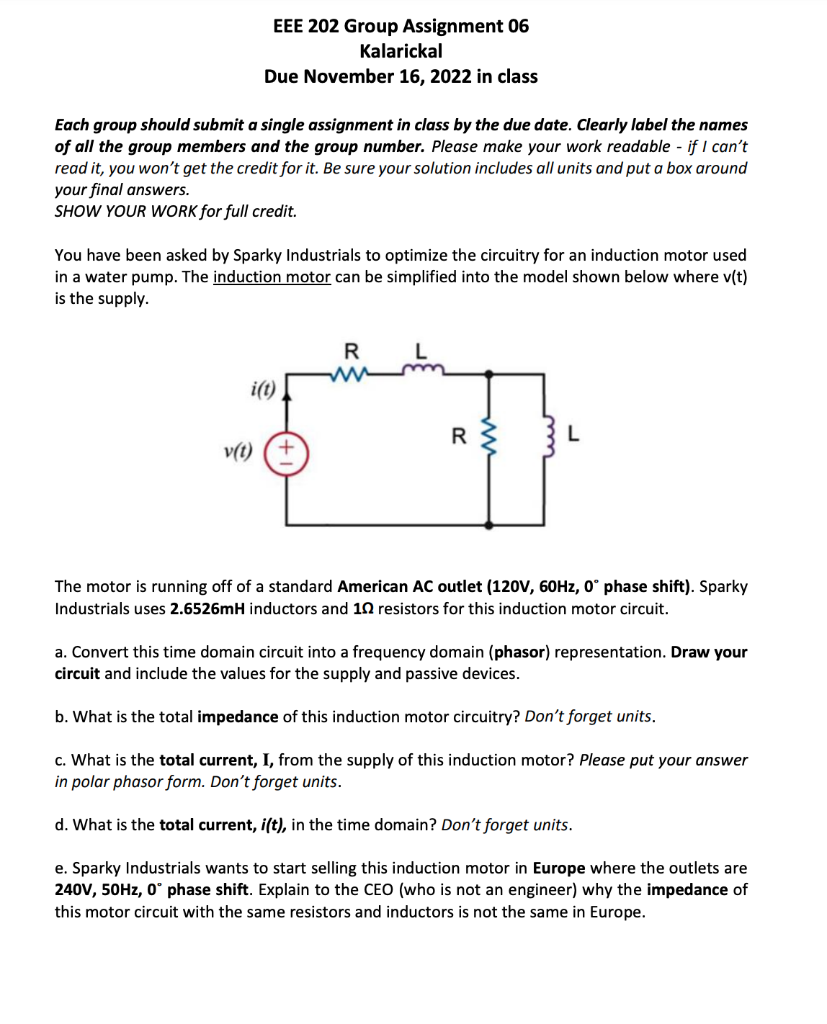 Solved EEE 202 Group Assignment 06 Kalarickal Due November | Chegg.com