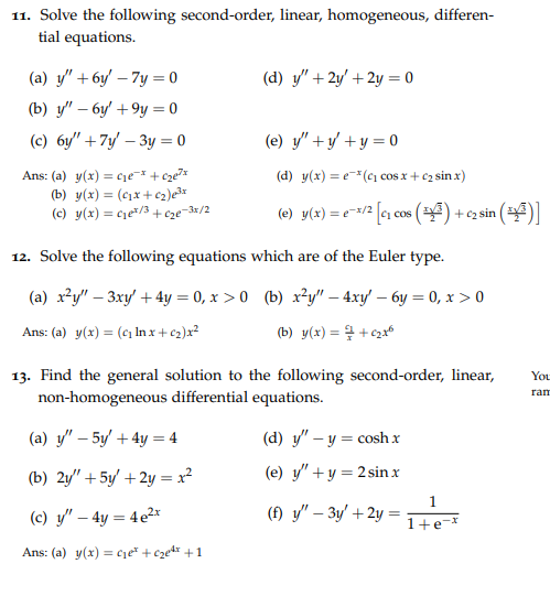 Solved Solve the following linear, homogeneous differential | Chegg.com