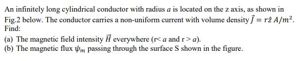 Solved An Infinitely Long Cylindrical Conductor With Radius | Chegg.com