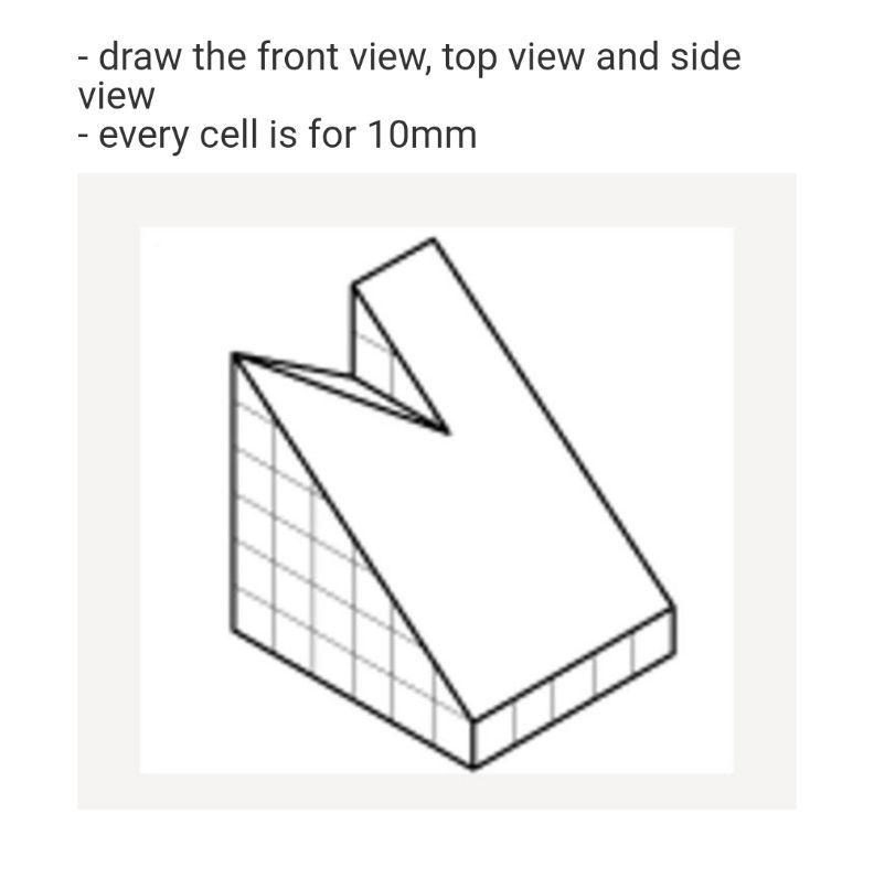 Solved - draw the front view, top view and side view - every | Chegg.com