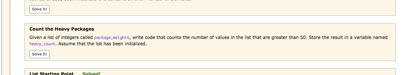 Solved Solve It! Count the Heavy Packages Given a list of | Chegg.com