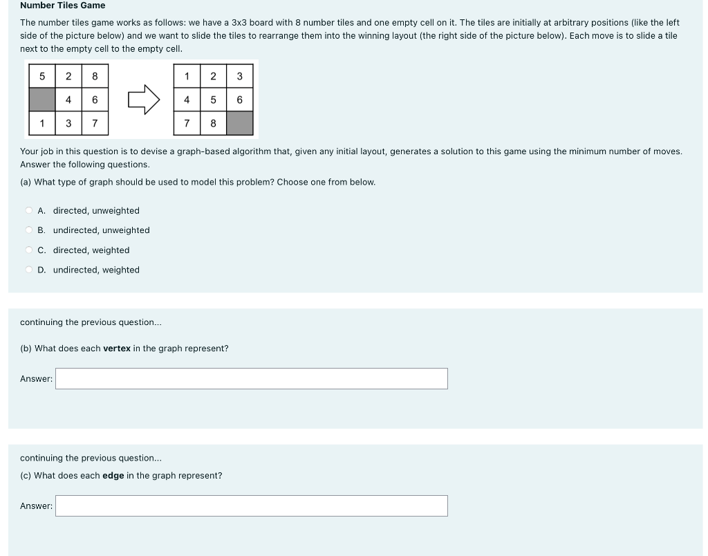 Solved Number Tiles Game The number tiles game works as | Chegg.com