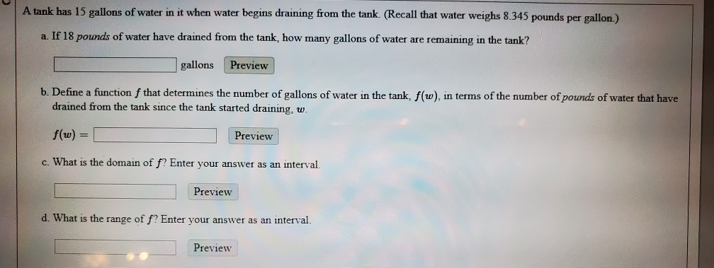 Resuelto Un tanque tiene 15 galones de agua.Resuelto Un tanque tiene 15 galones de agua.  