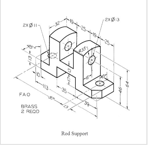 Solved draw solid model of given object in autocad and list | Chegg.com