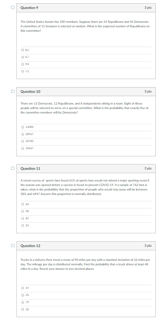 Solved Question 9 3 pts The United States Senate has 100 | Chegg.com