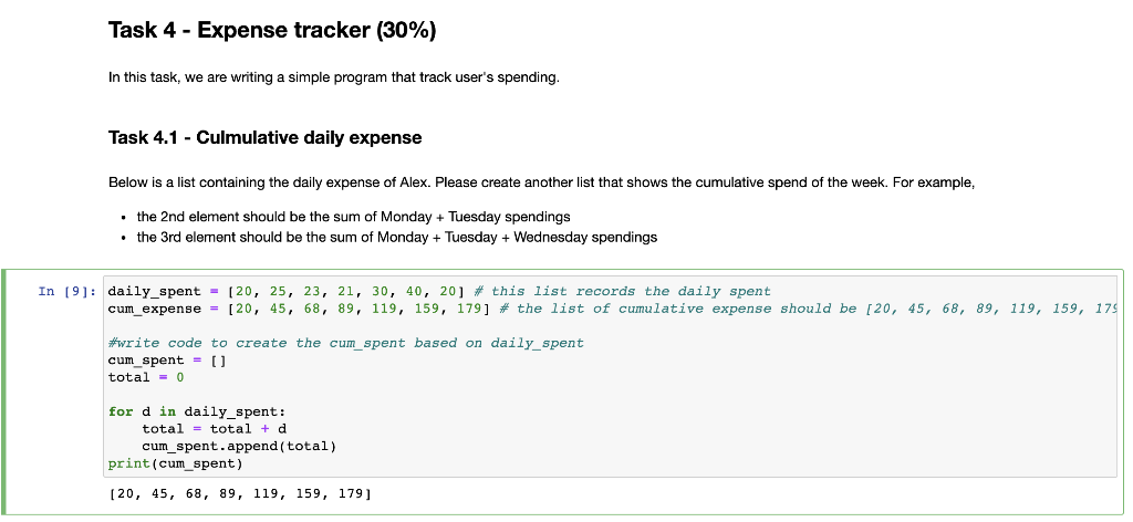 Solved Task 4 - Expense tracker (30%) In this task, we are | Chegg.com
