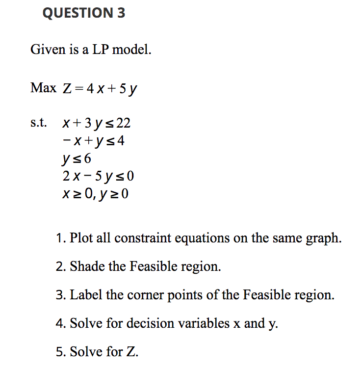 Question 3 Given Is A Lp Model Max Z 4x 5 Y S T Chegg Com