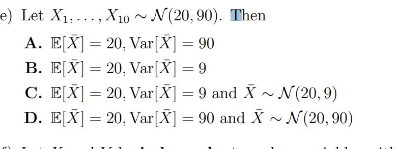 Solved E Let X1 X10 N 90 Then A E X Chegg Com