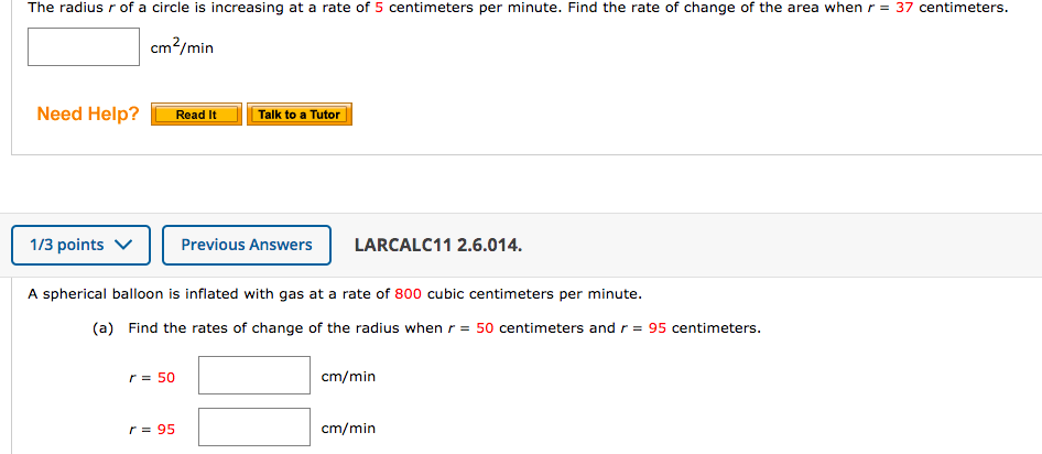 solved-the-radius-r-of-a-circle-is-increasing-at-a-rate-of-5-chegg