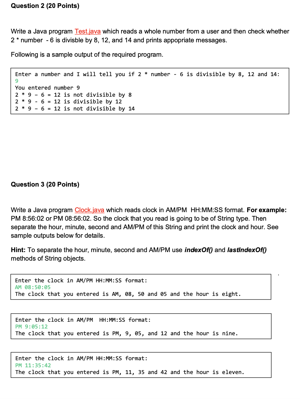 Solved Question 1 (30 Points) Write a Java program | Chegg.com