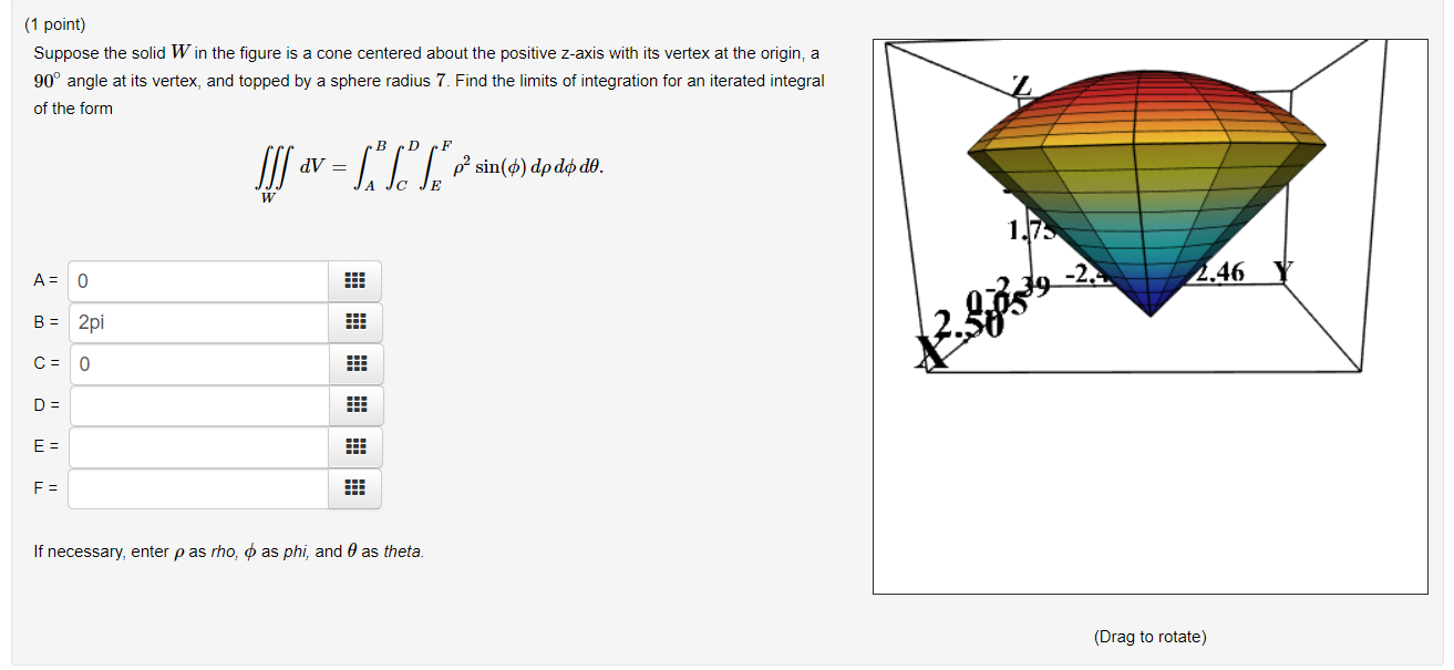 Solved Suppose The Solid W In The Figure Is A Cone Center Chegg Com