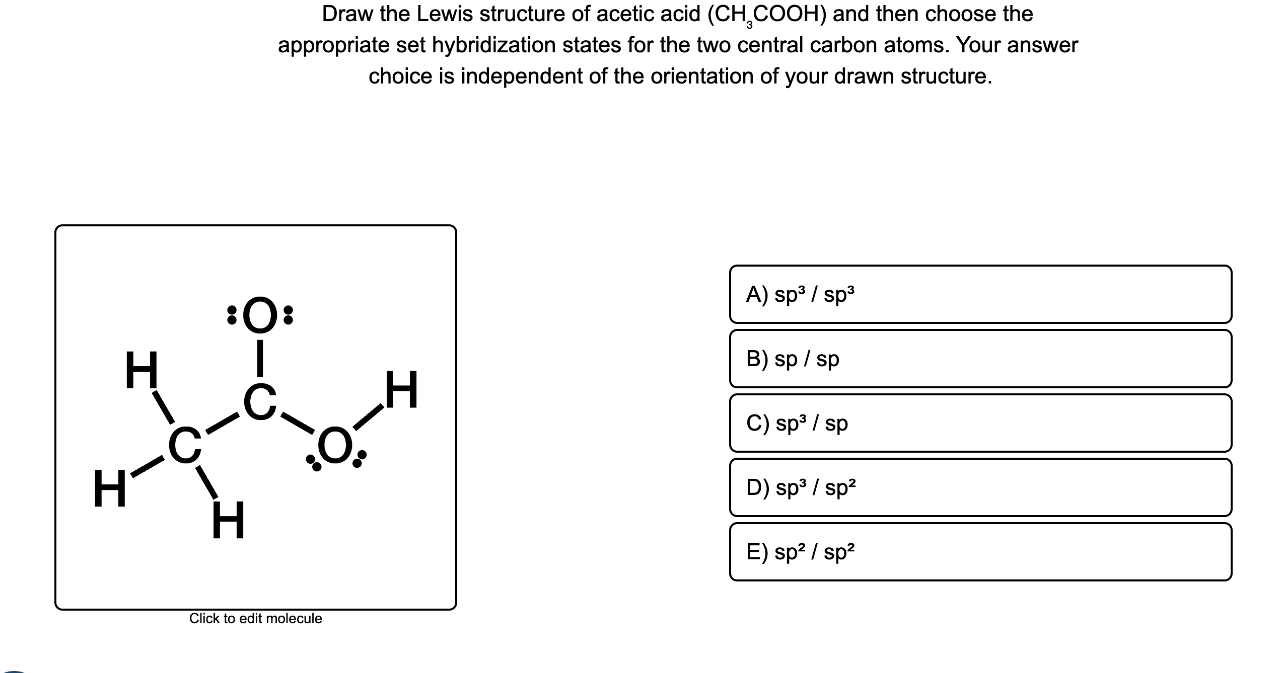[Solved]: Draw the Lewis structure of acetic acid (CH3COOH)