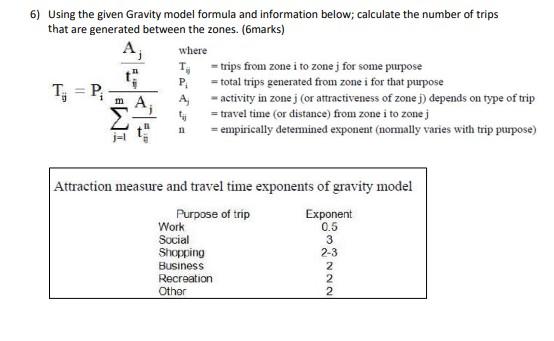 Solved Where 6) Using The Given Gravity Model Formula And | Chegg.com