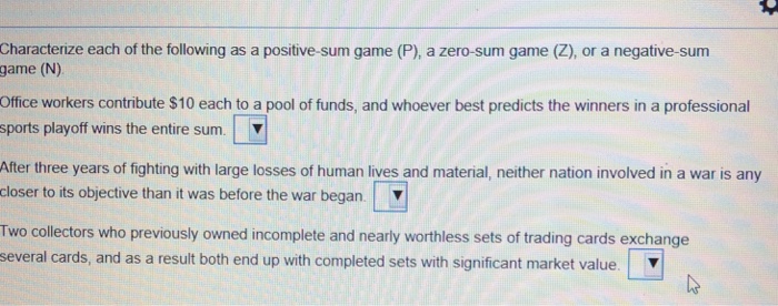 Solved Characterize each of the following as a positive-sum | Chegg.com