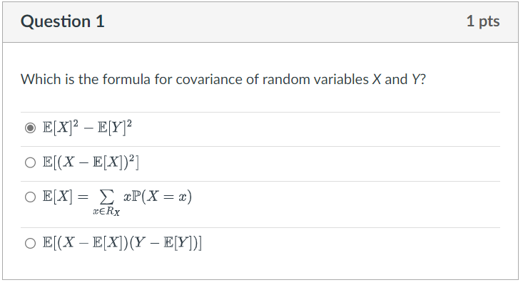 Which is the formula for covariance of random | Chegg.com