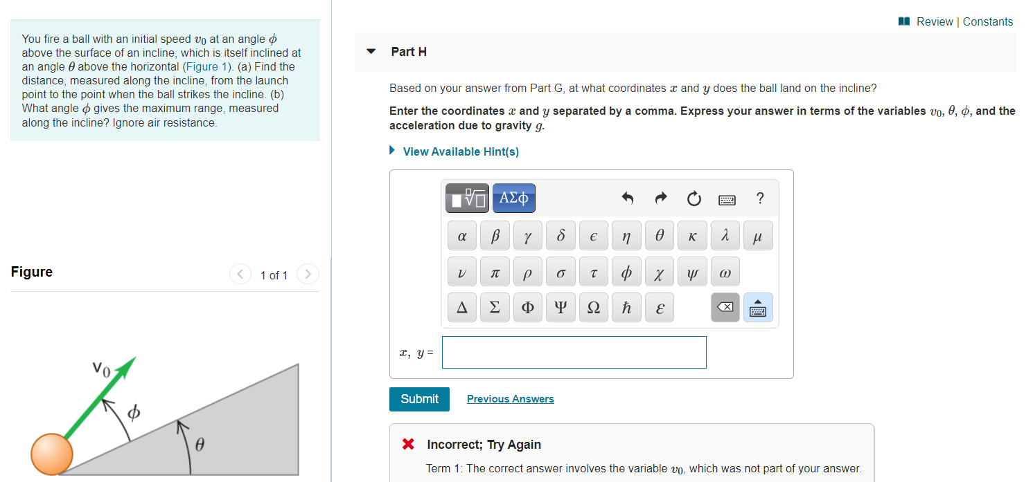 Solved You Fire A Ball With An Initial Speed V0v0 At An | Chegg.com