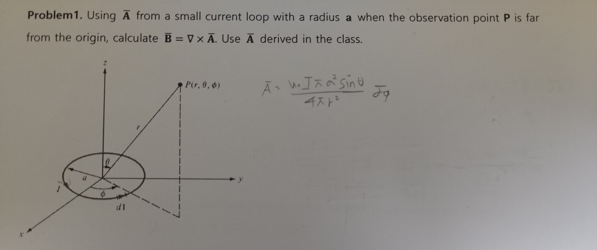 Solved Problem1. Using A from a small current loop with a | Chegg.com