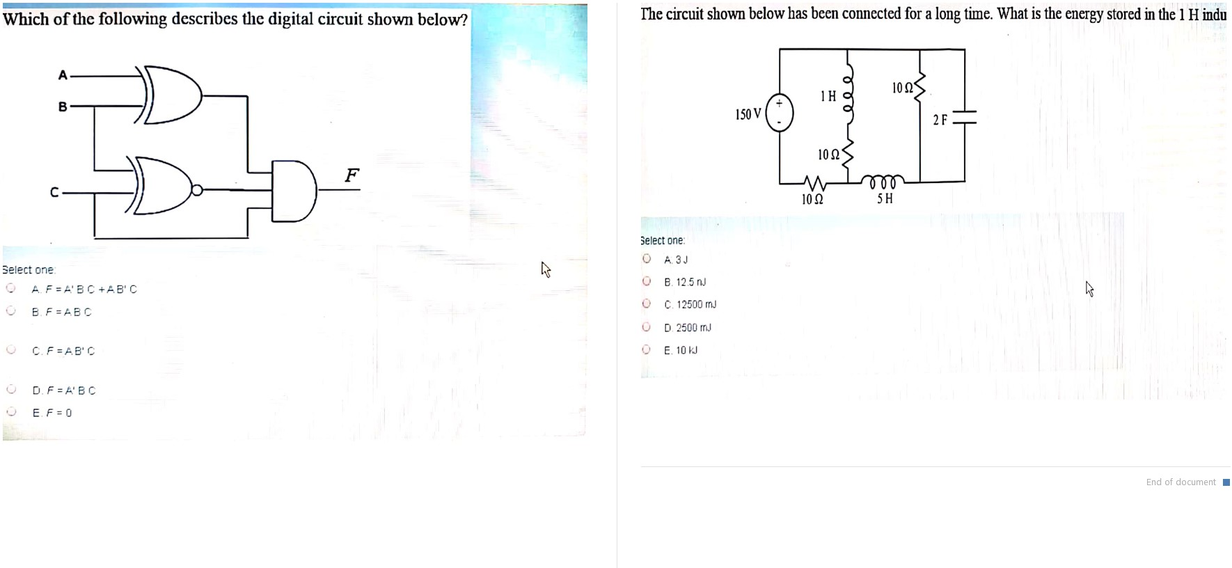 Solved Which of the following describes the digital circuit | Chegg.com