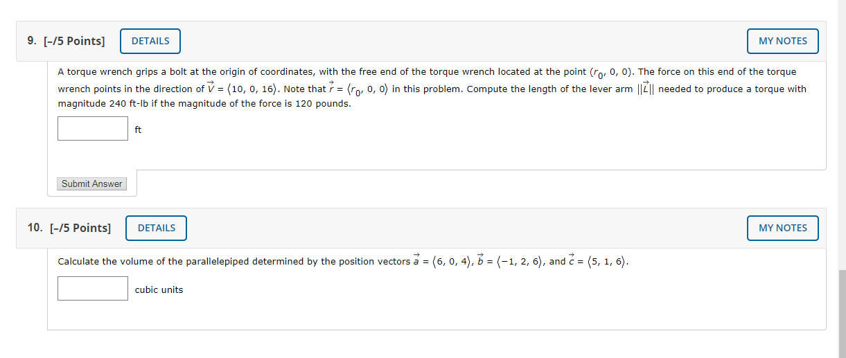Solved 9. [-15 Points] DETAILS MY NOTES A torque wrench | Chegg.com