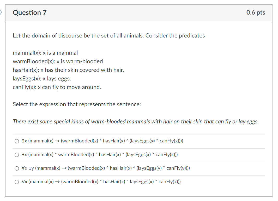 Solved Let the domain of discourse be the set of all | Chegg.com