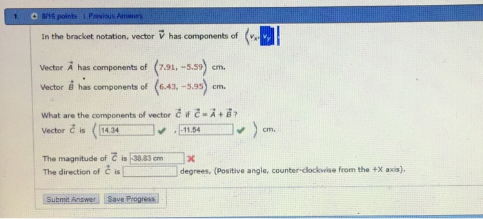 Solved In the bracket notation, vector V has components of | Chegg.com