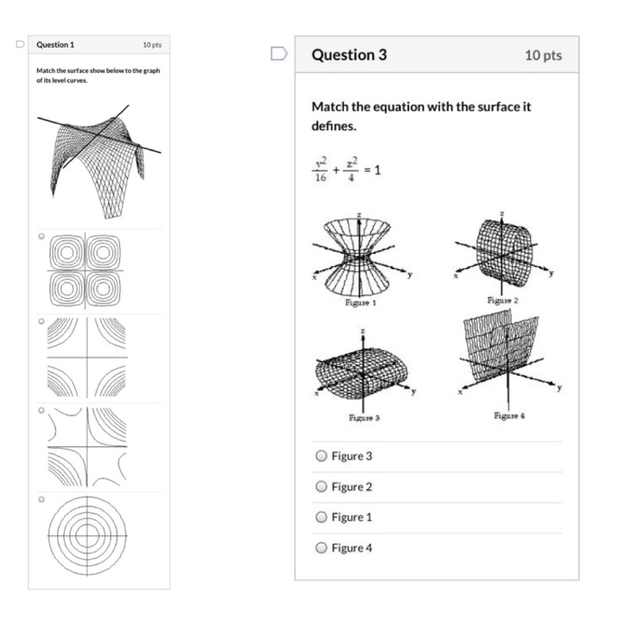 Solved Question 1 10 pts Question 3 10 pts Match the surface | Chegg.com