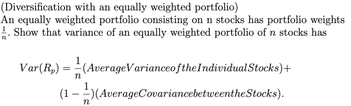 Solved (Diversification With An Equally Weighted Portfolio) | Chegg.com