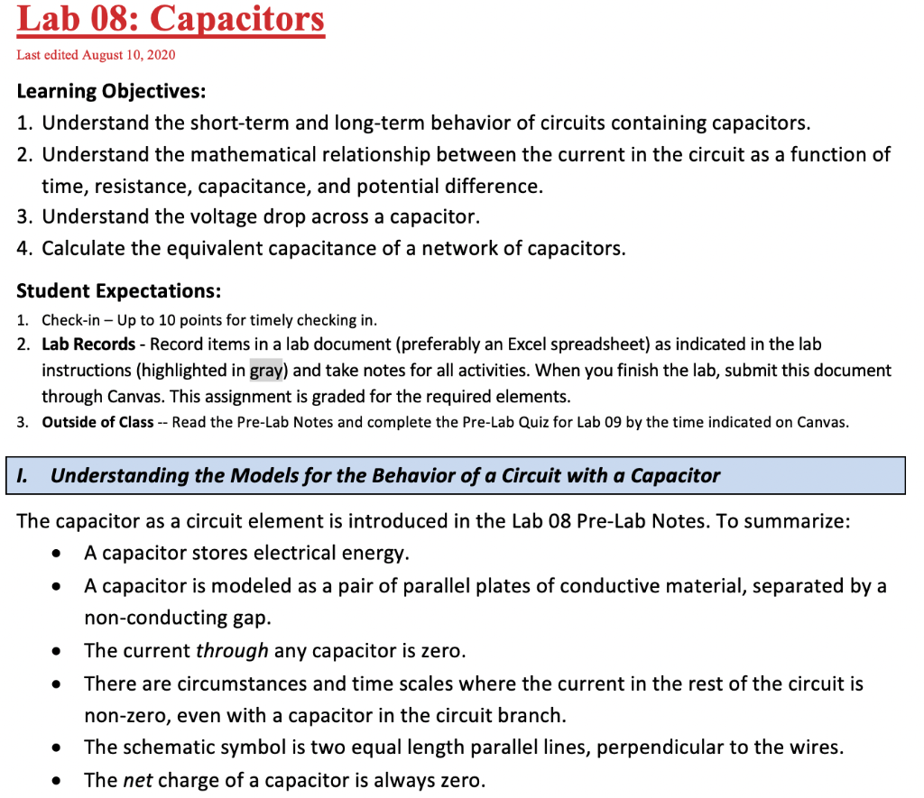 Solved Lab 08 Capacitors Last Edited August 10 2020 Chegg