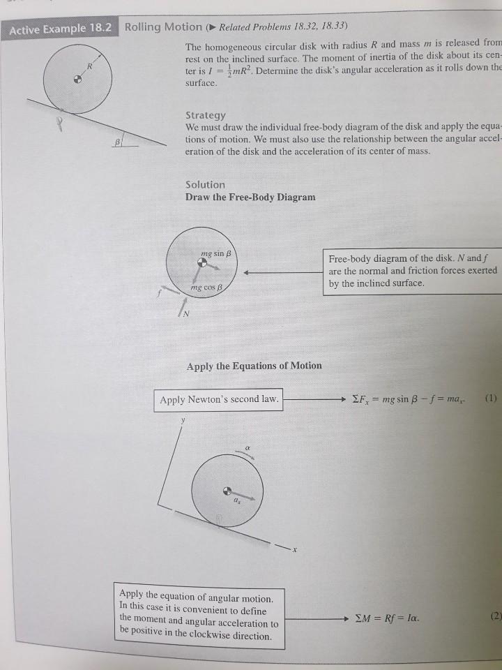 Solved Active Example 18.2 Rolling Motion Related Problems | Chegg.com