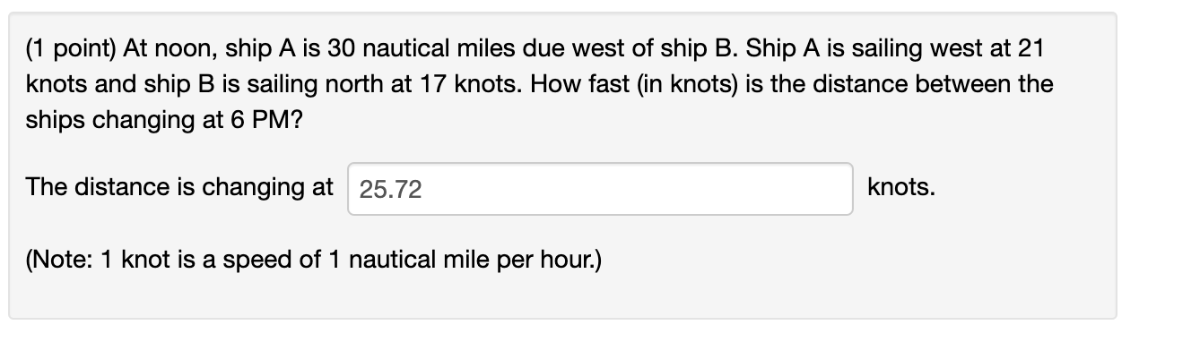 Solved (1 Point) At Noon, Ship A Is 30 Nautical Miles Due | Chegg.com