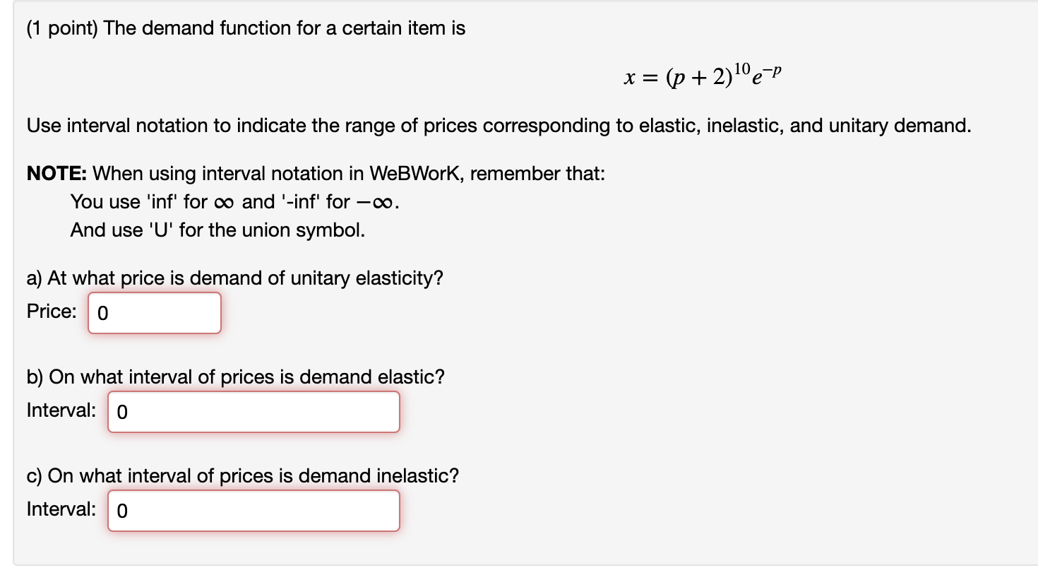 Solved (1 point) The demand function for a certain item is | Chegg.com