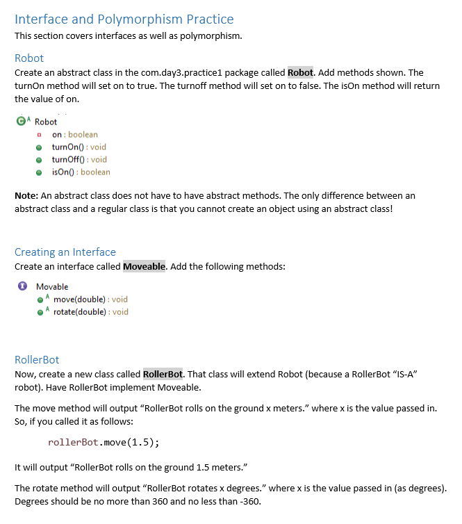 Solved Interface and Polymorphism Practice This section | Chegg.com