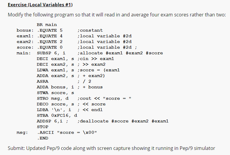 Local Variables Codehs Exercise (Local Variables #1) Modify the following | Chegg.com