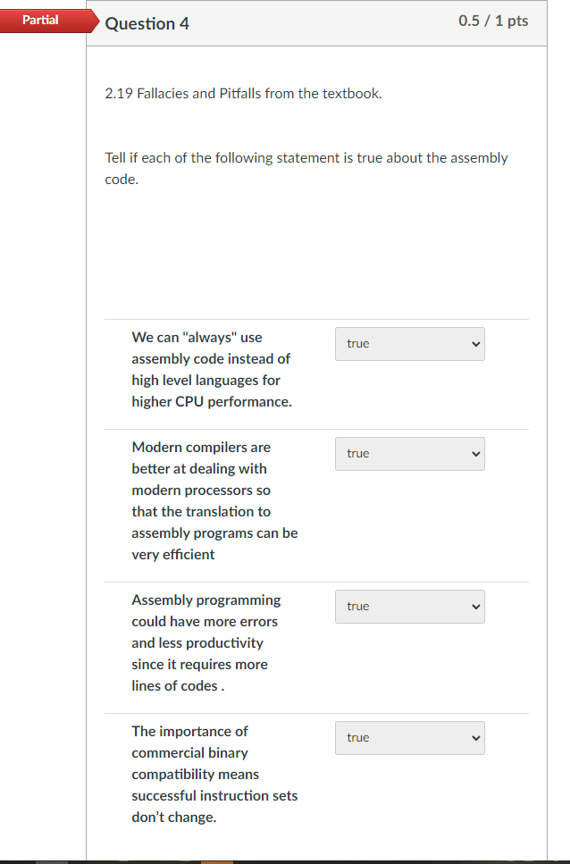 Solved Partial Question 3 0.33/1 pts The CISC machines like | Chegg.com