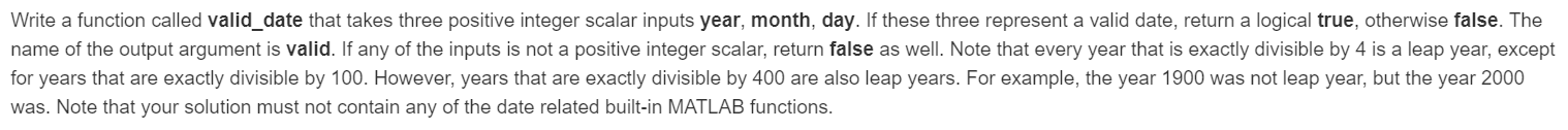 Solved Write a function called valid_date that takes three | Chegg.com