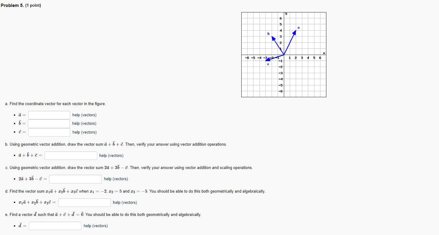 Solved Problem 5. (1 point) a. Find the coordinate vector | Chegg.com