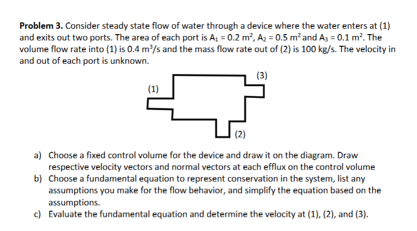 Solved Problem 3. Consider steady state flow of water | Chegg.com