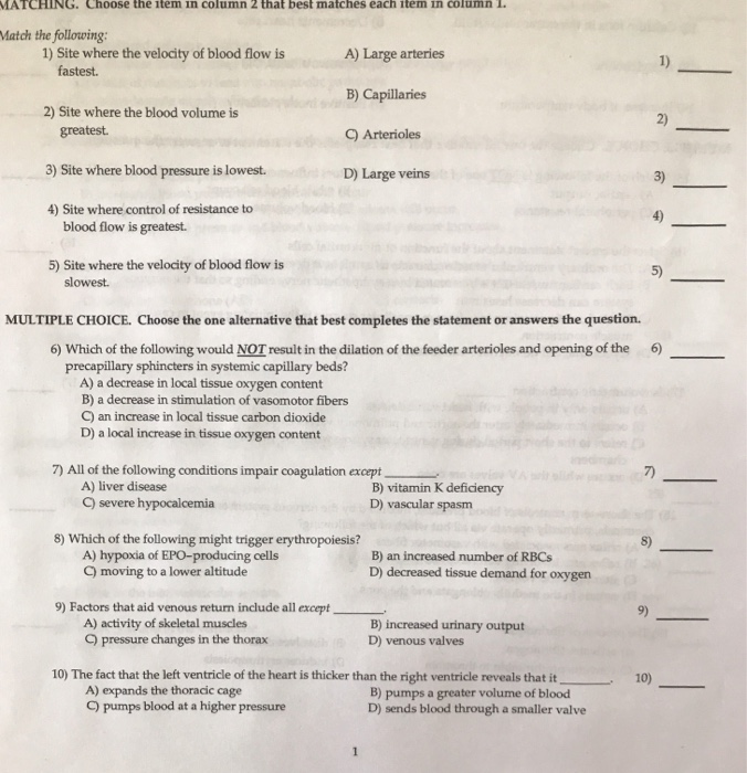 Solved MATCHING. Choose the item in column 2 that best | Chegg.com