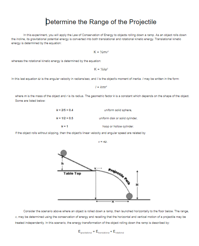 Solved Þetermine the Range of the Projectile In this