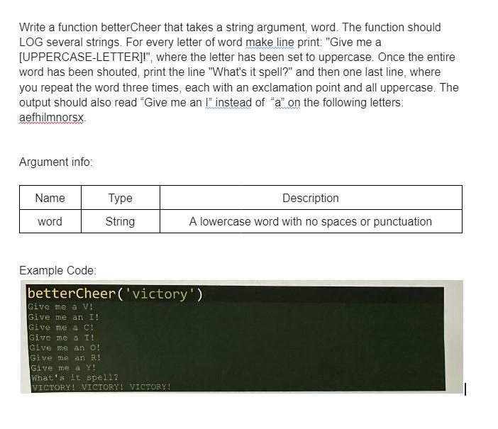 Solved Write a function betterCheer that takes a string | Chegg.com