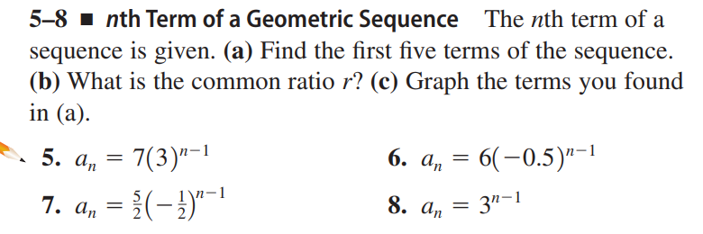 Solved 5-8 nth Term of a Geometric Sequence The nth term of | Chegg.com