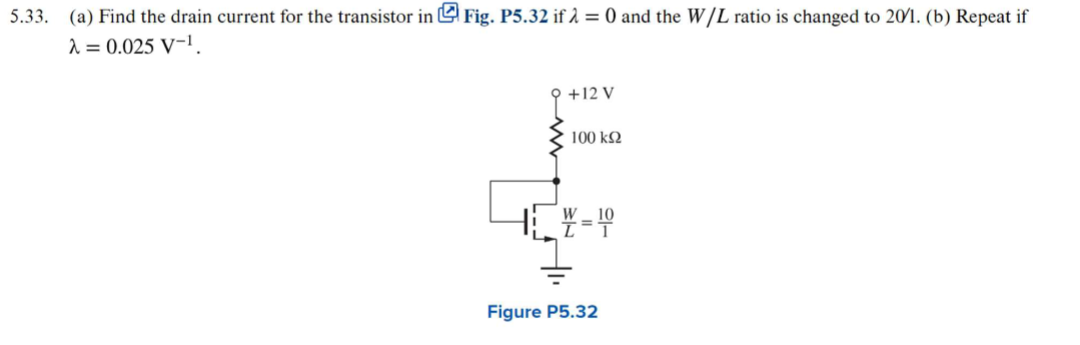 Solved 33. (a) Find the drain current for the transistor in | Chegg.com