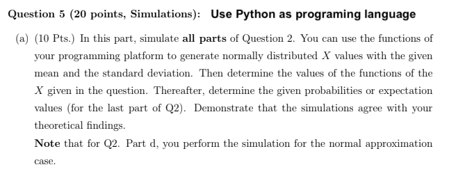 please solve question 5. Use python or other | Chegg.com